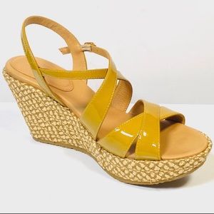 Eric Javits Effie patent wedge sandals size 10M